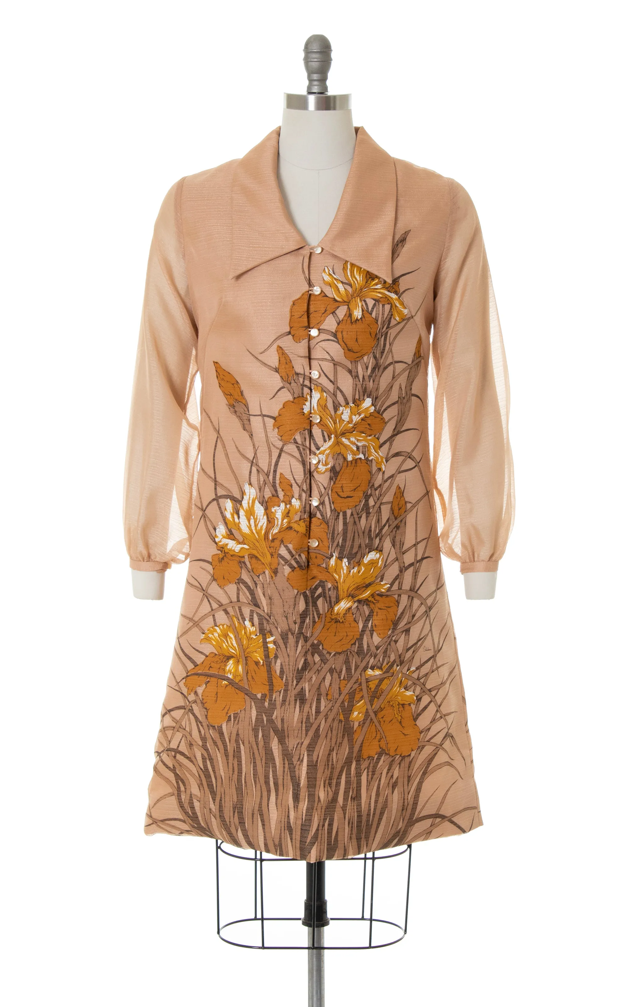 1970s ALFRED SHAHEEN Floral Screen Printed Shift Dress | medium