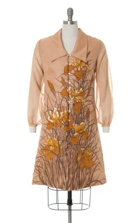 1970s ALFRED SHAHEEN Floral Screen Printed Shift Dress | medium