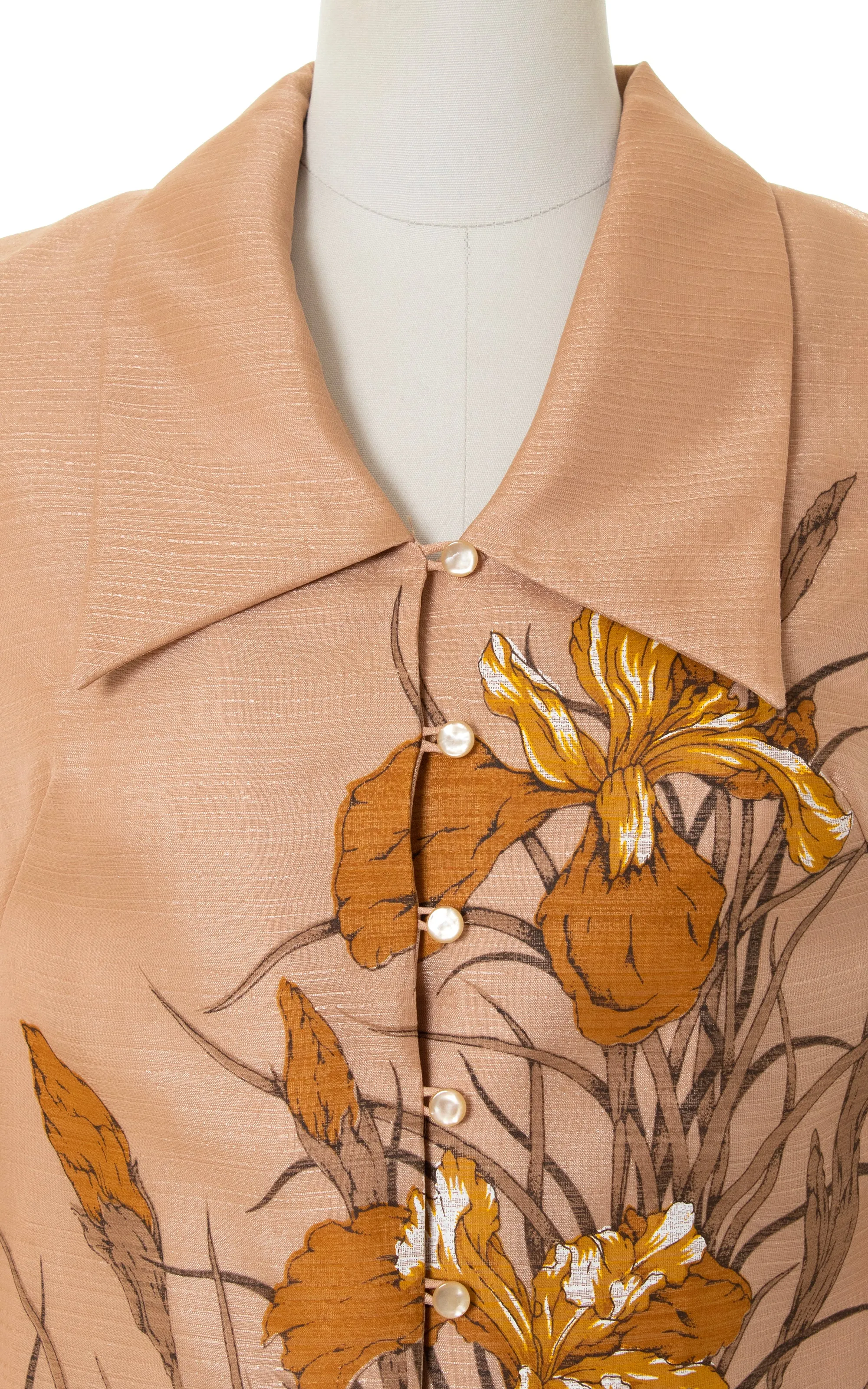 1970s ALFRED SHAHEEN Floral Screen Printed Shift Dress | medium