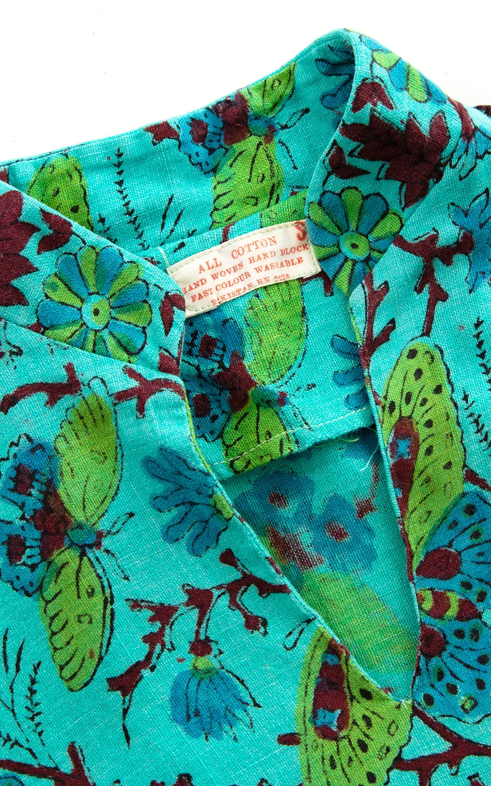 1970s Moth Print Cotton Shift Dress | small