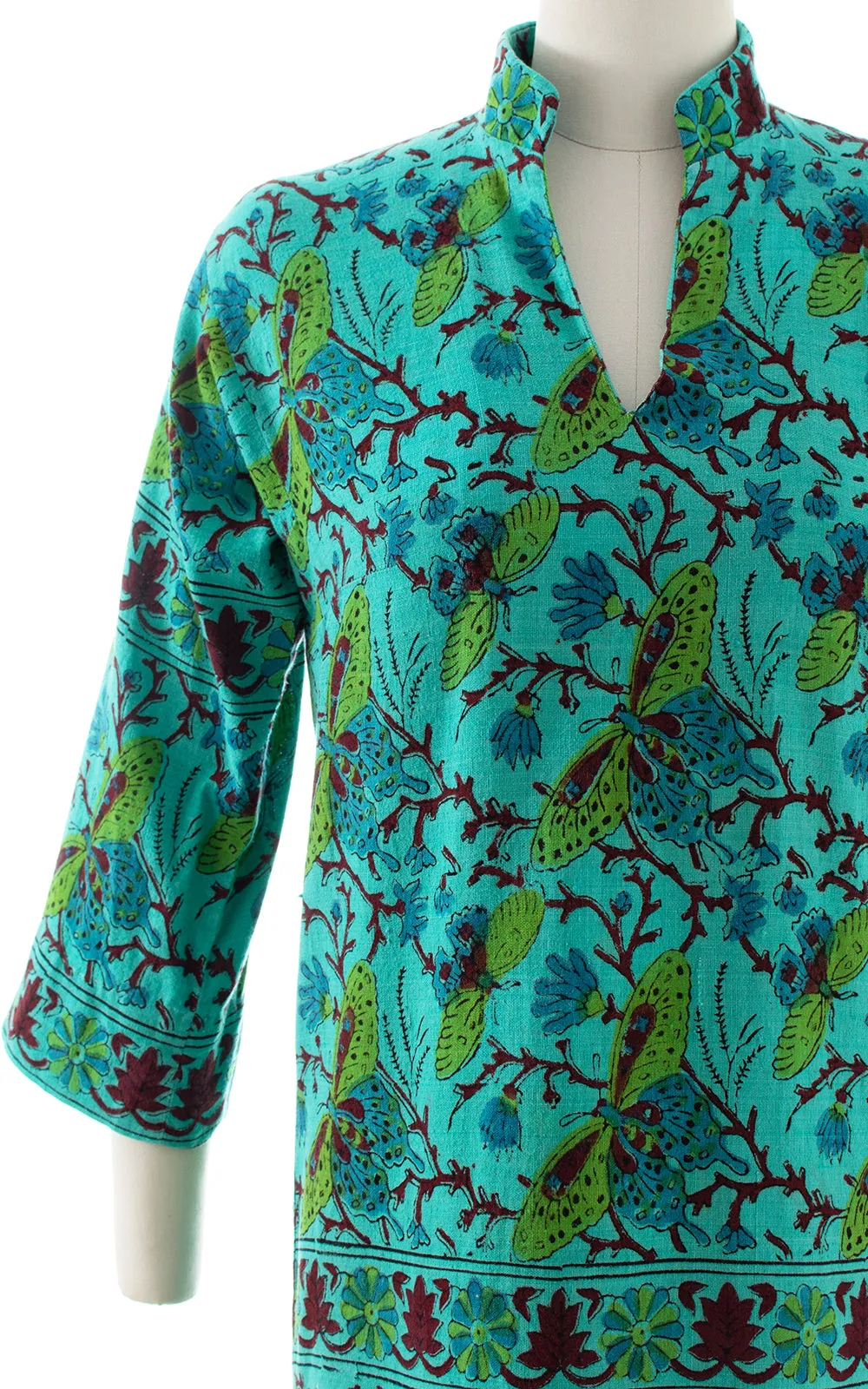 1970s Moth Print Cotton Shift Dress | small