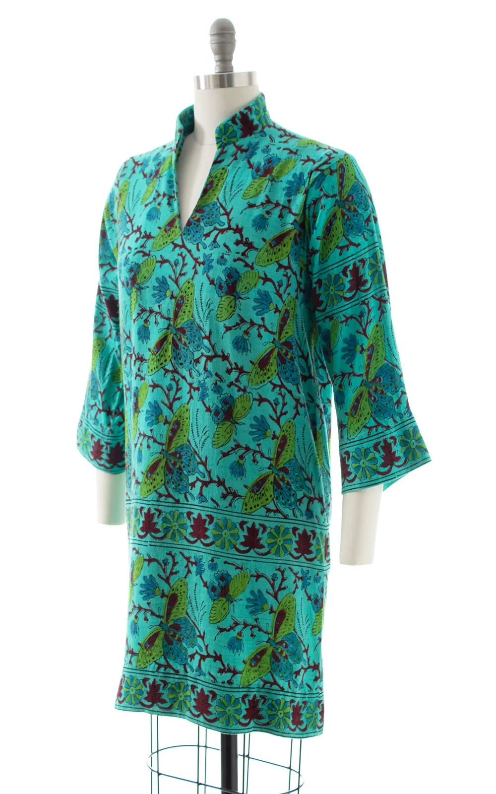 1970s Moth Print Cotton Shift Dress | small