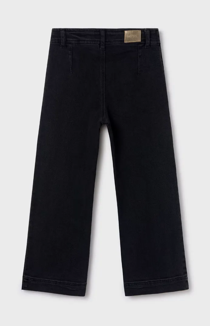 7501 Mayoral Tween/Teen Girls Cropped Wide Leg Denim Trousers - Black