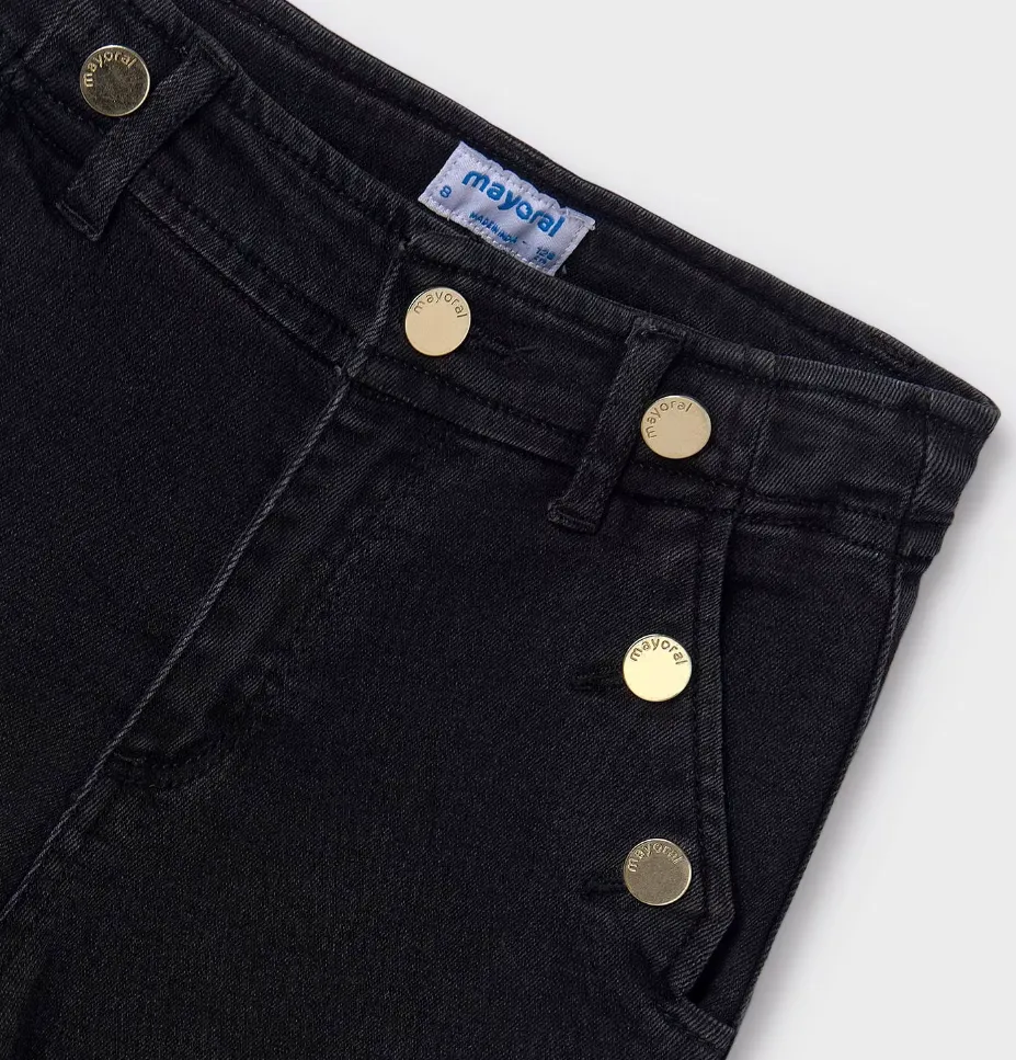 7501 Mayoral Tween/Teen Girls Cropped Wide Leg Denim Trousers - Black
