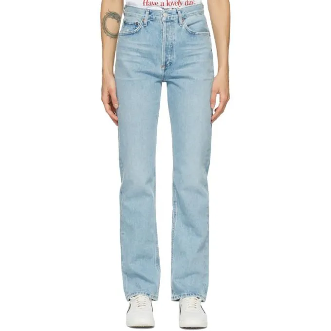 AGOLDE Blue Lana Low-Rise Vintage Straight Jeans