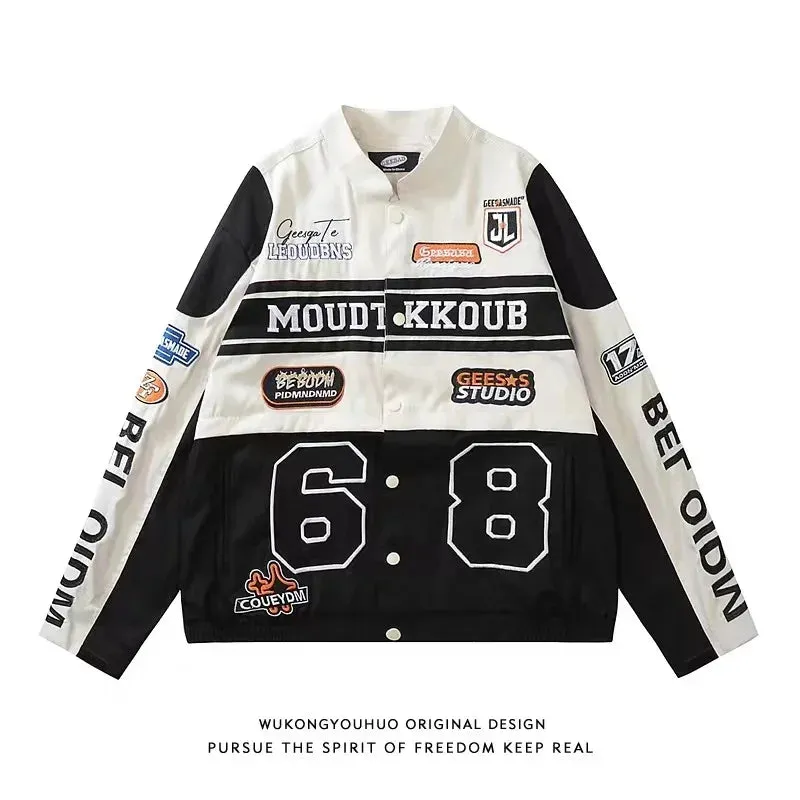 American retro detachable motorcycle baseball jacket women's street Hip Hop trend wild jacket couple casual loose jacket top