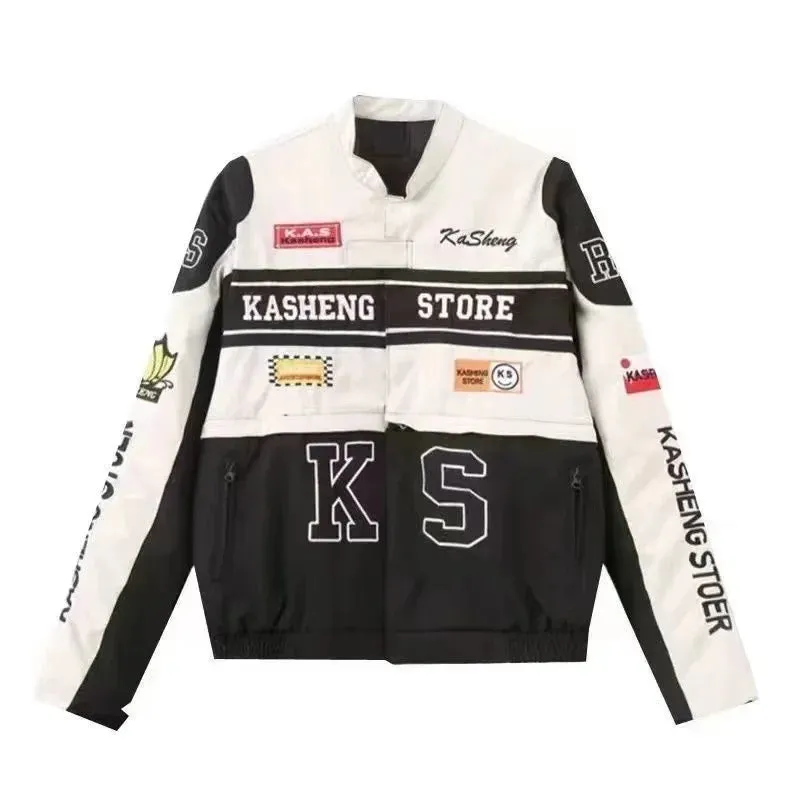 American retro detachable motorcycle baseball jacket women's street Hip Hop trend wild jacket couple casual loose jacket top