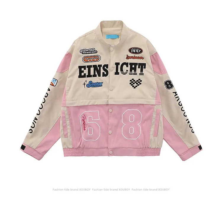 American retro detachable motorcycle baseball jacket women's street Hip Hop trend wild jacket couple casual loose jacket top