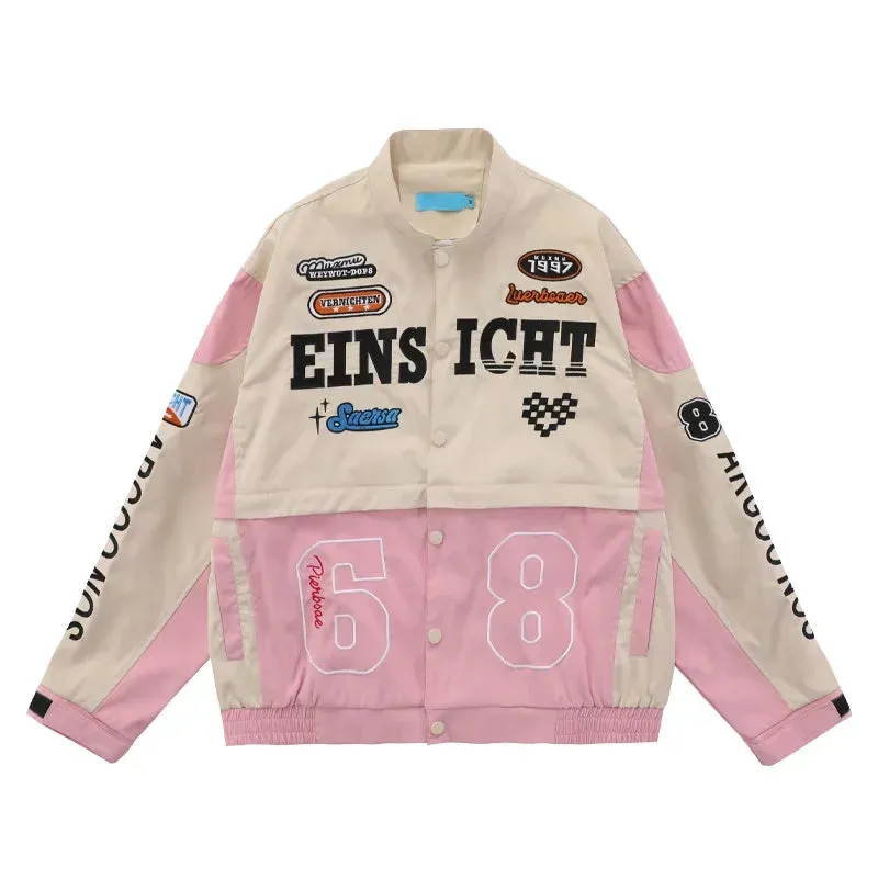 American retro detachable motorcycle baseball jacket women's street Hip Hop trend wild jacket couple casual loose jacket top