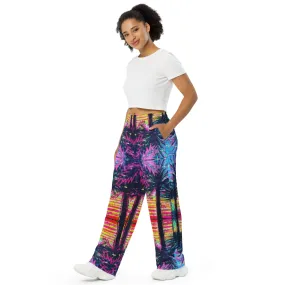 Barcelona All-Over Print Unisex Wide-Leg Pants