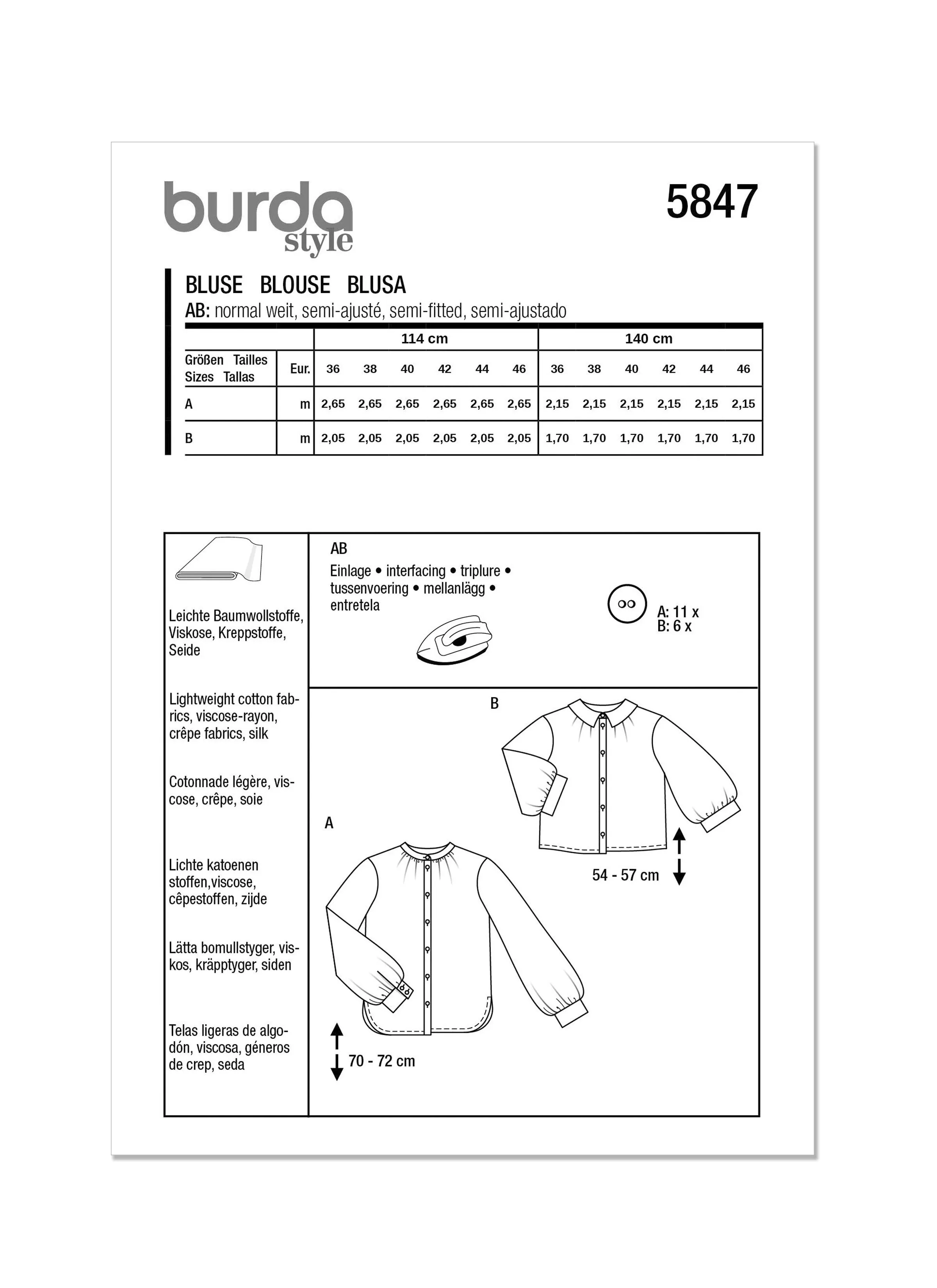 Burda Style Pattern 5847 Misses' Blouse