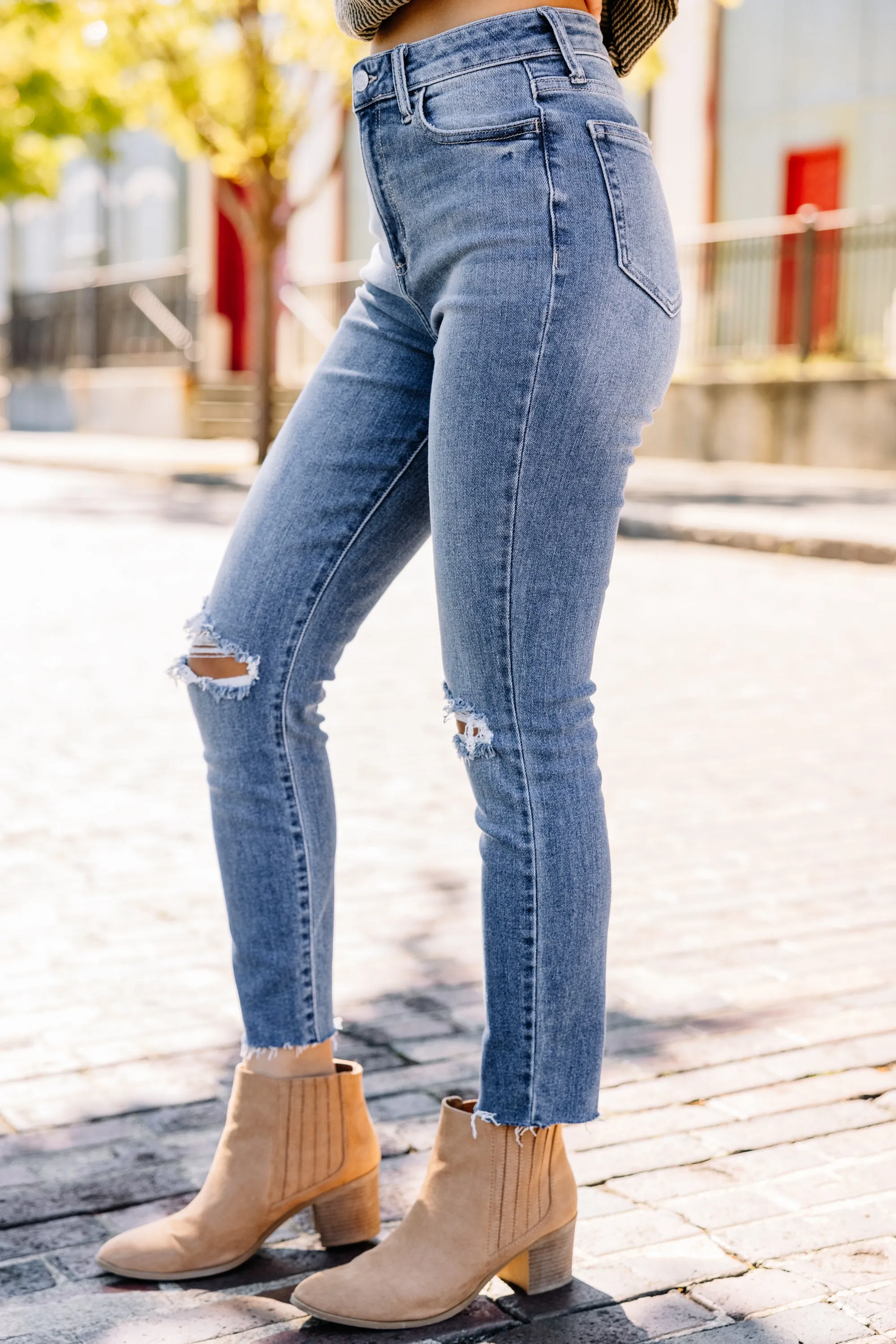 Can't Hide Medium Wash Distressed Jeans