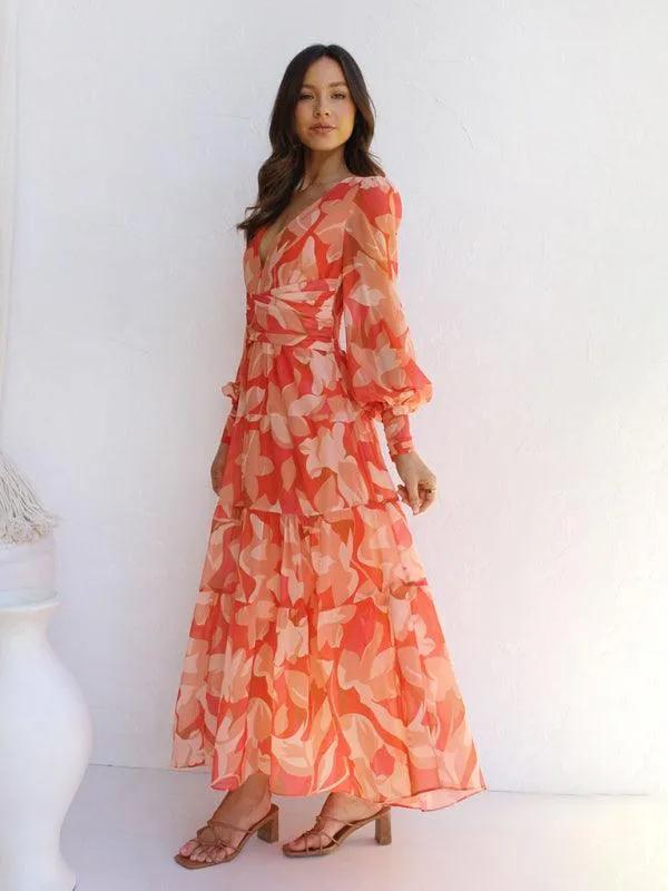 Chic Long Sleeve Floral V-neck Dress for Any Event