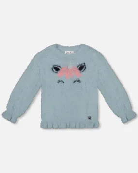 Deux Par Deux Girls Knit Sweater  G20GT72-420  Aqua Sea *