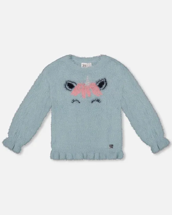 Deux Par Deux Girls Knit Sweater  G20GT72-420  Aqua Sea *