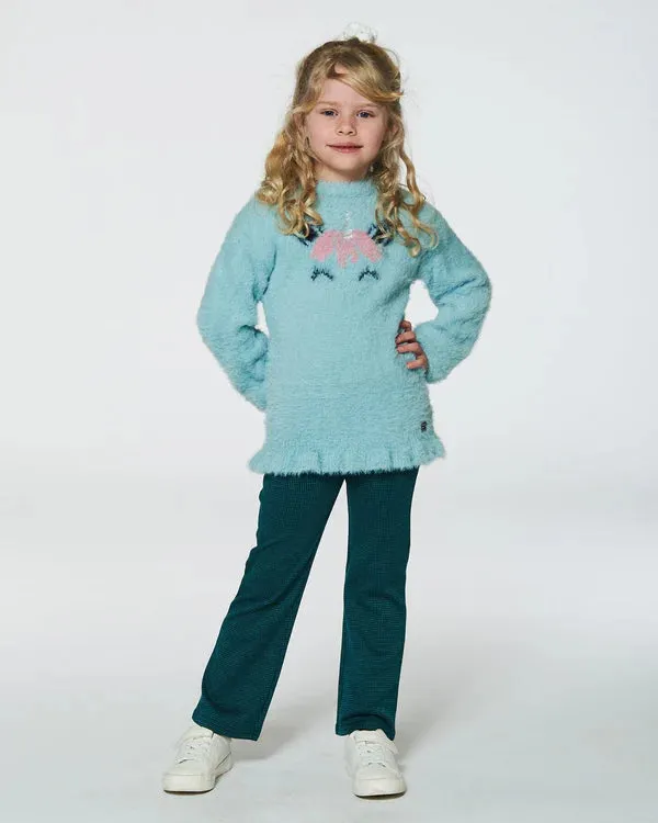 Deux Par Deux Girls Knit Sweater  G20GT72-420  Aqua Sea *