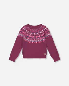 Deux Par Deux Girls Knit Sweater  G20IT72-540  Amarnth *