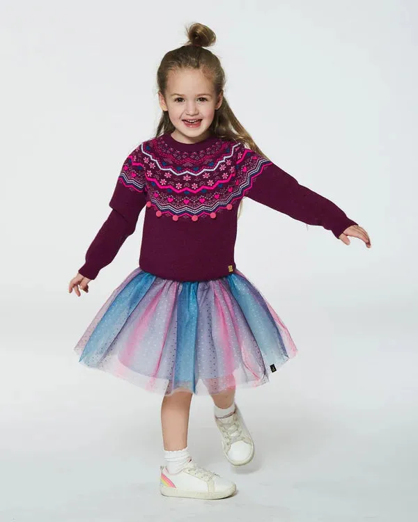 Deux Par Deux Girls Knit Sweater  G20IT72-540  Amarnth *