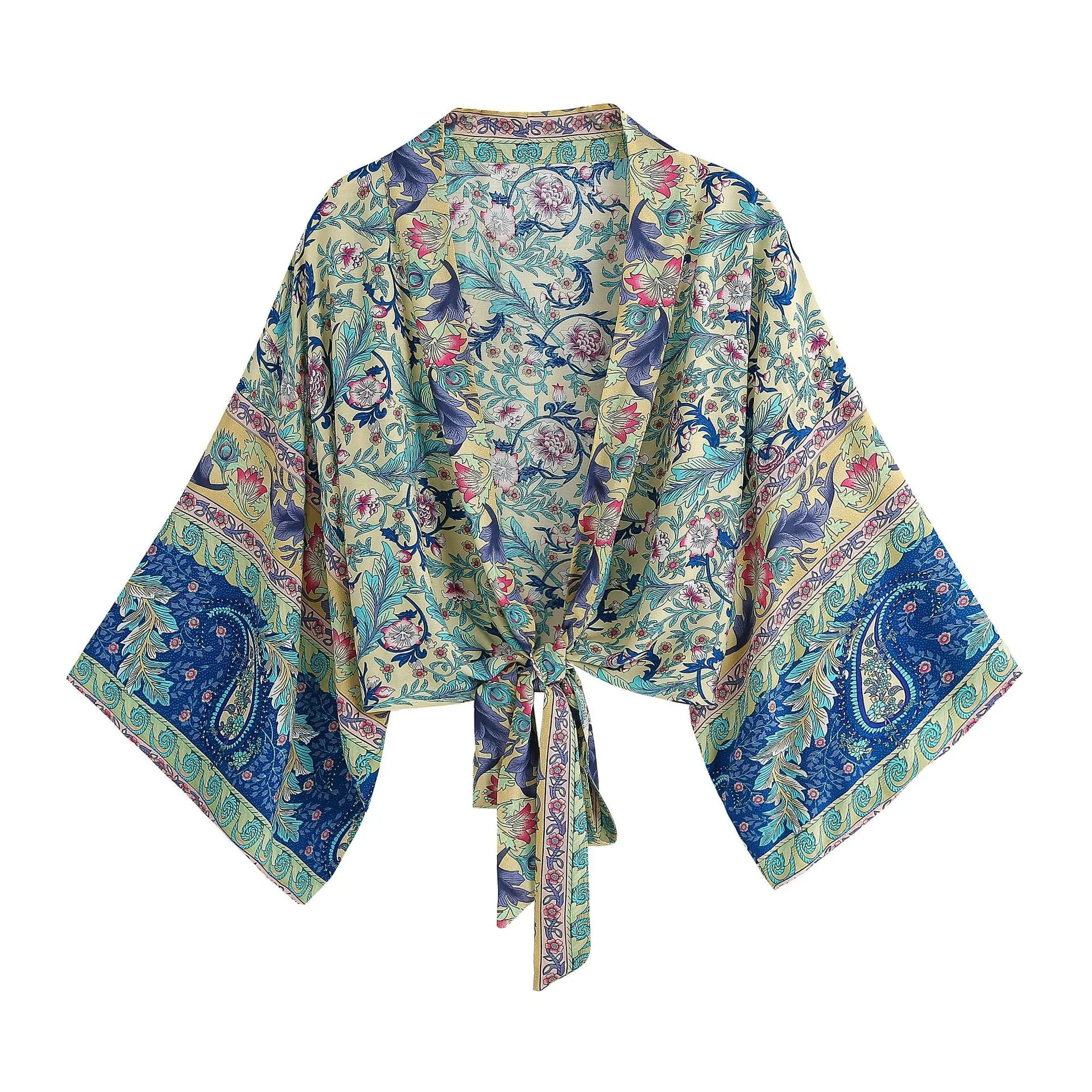 Fashion Print Collar Batwing Sleeve Bohemian Blouses
