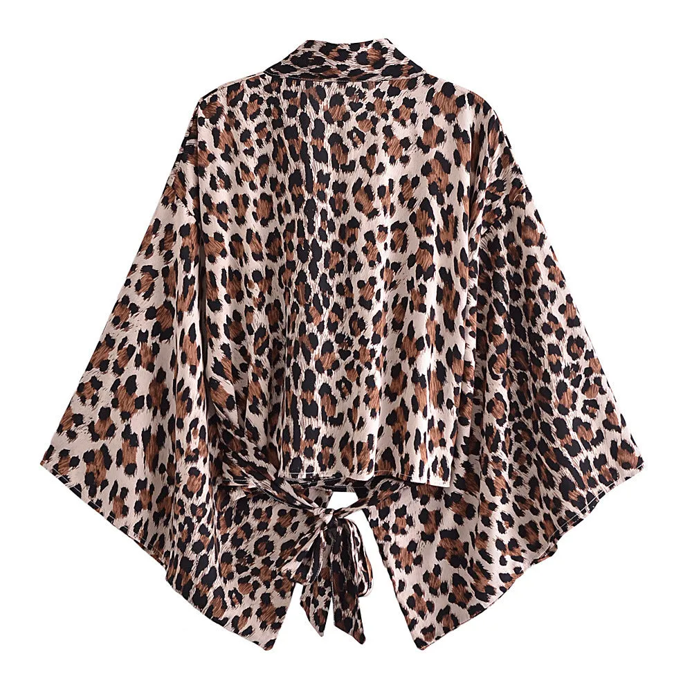 Fashion Print Collar Batwing Sleeve Bohemian Blouses