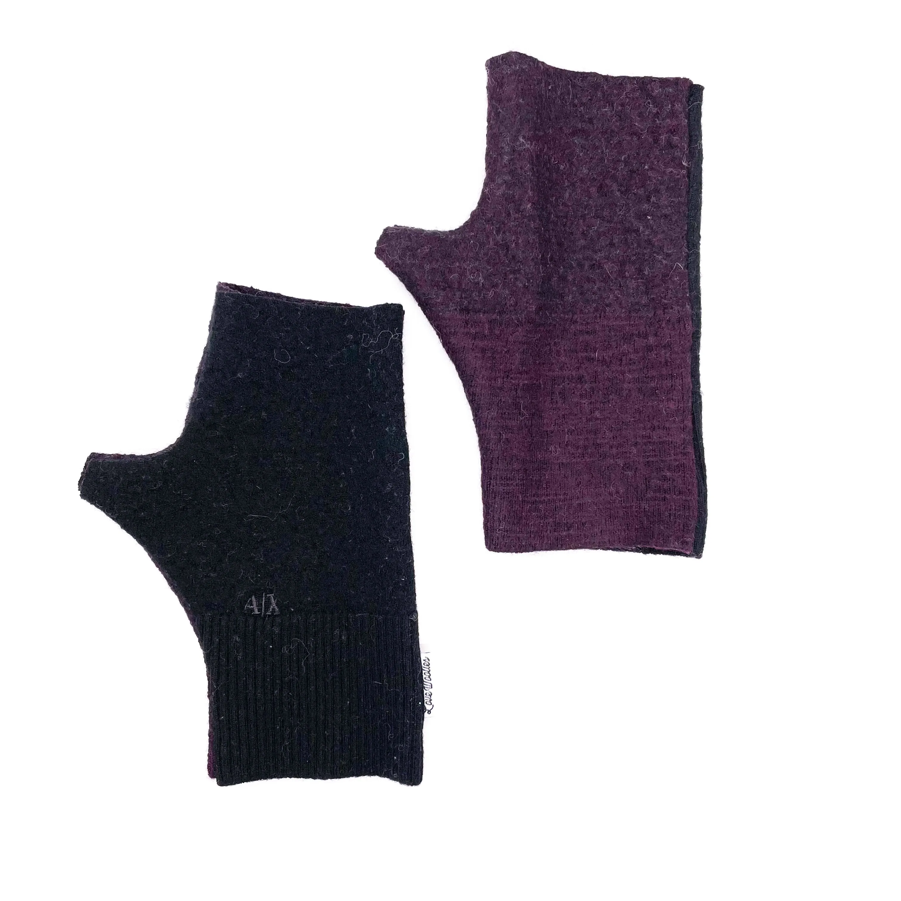 Fingerless Mittens | Dark Plum & Black