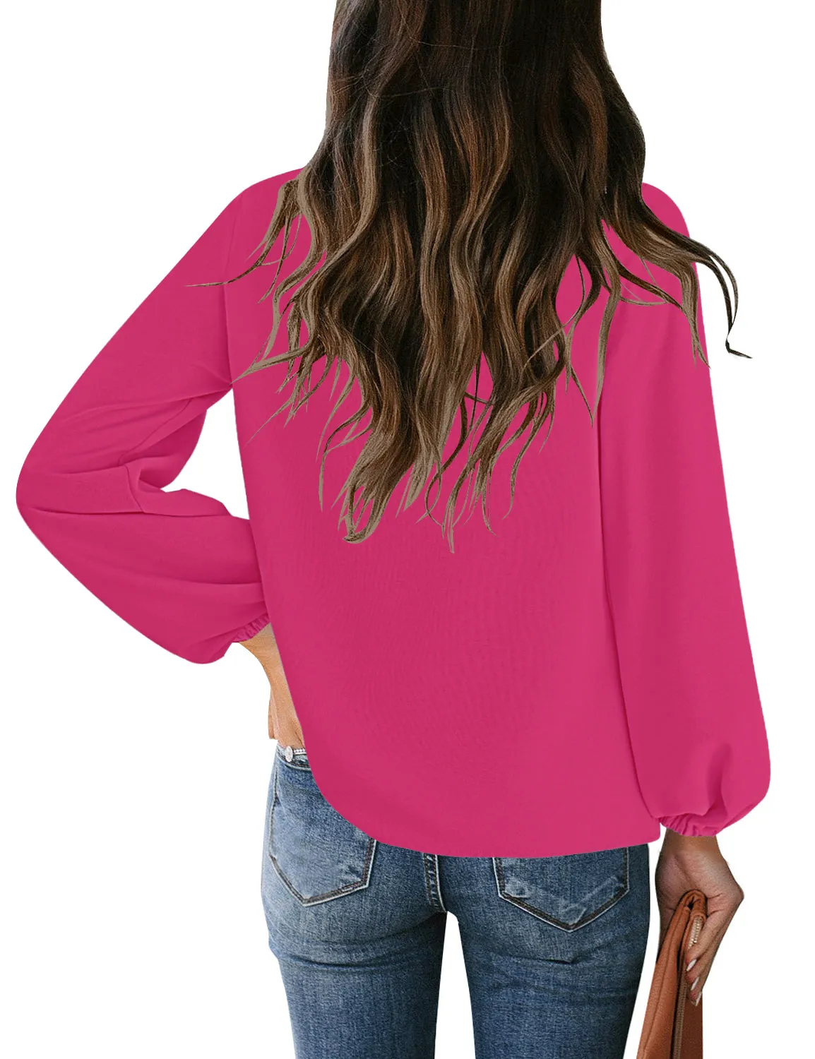 GRAPENT Womens Business Causal Tops for Women Ladies Work Blouses Dressy Long Sleeve Pleated V Neck