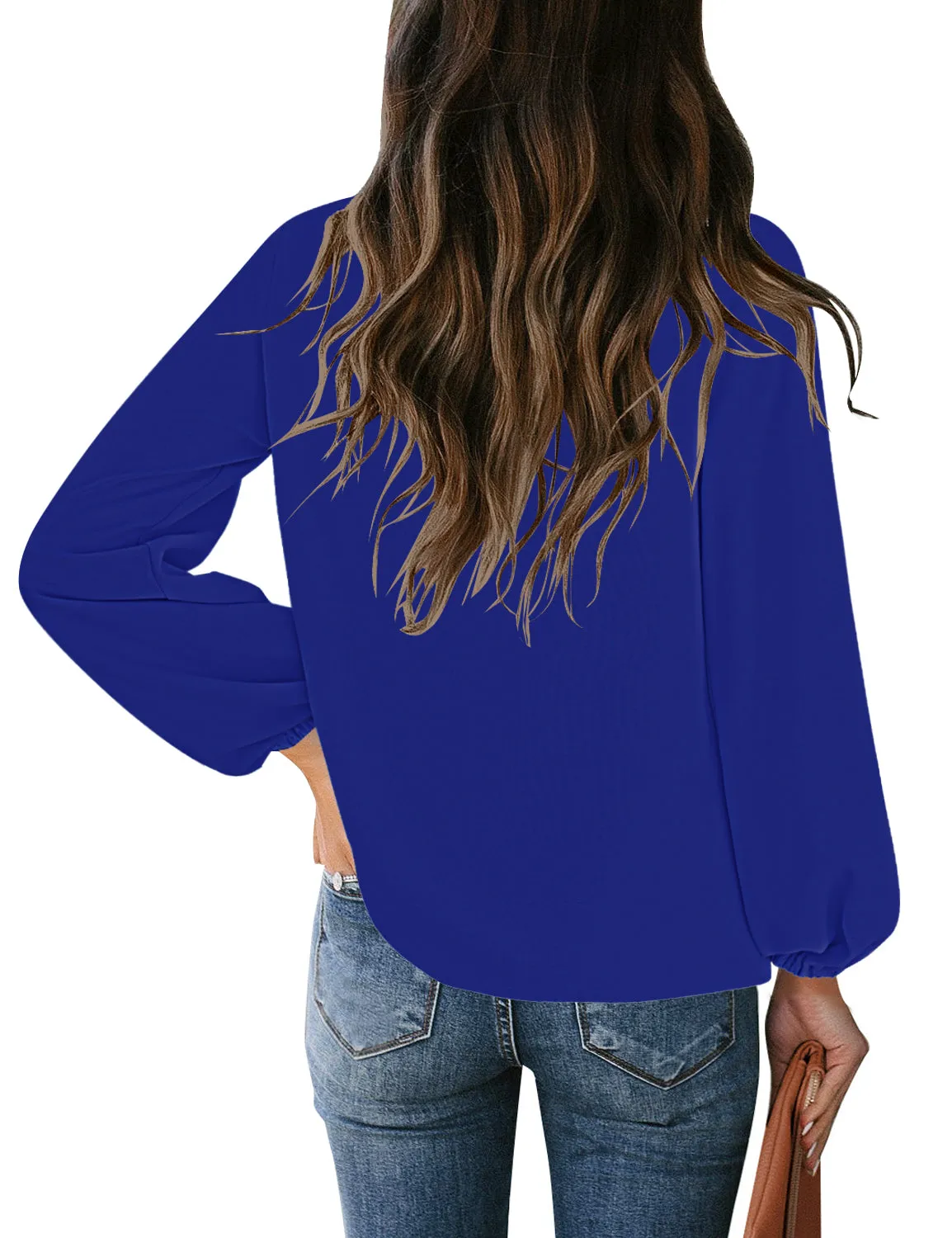 GRAPENT Womens Business Causal Tops for Women Ladies Work Blouses Dressy Long Sleeve Pleated V Neck