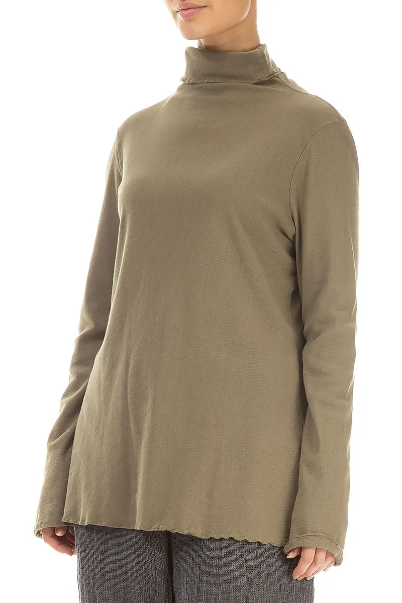 High Neck Fitted Mocha Tulle Silk Blouse