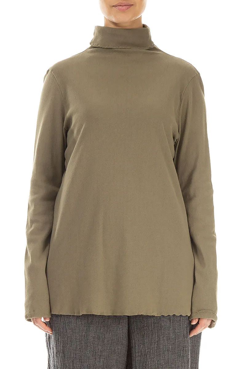 High Neck Fitted Mocha Tulle Silk Blouse