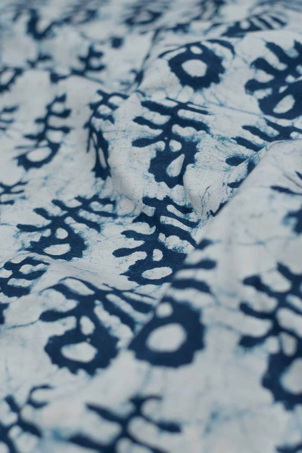 Indigo Butta - Cream Dabu Cotton Fabric