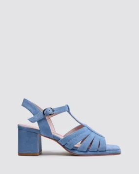 IRIS BLOCK HEELS DENIM SUEDE