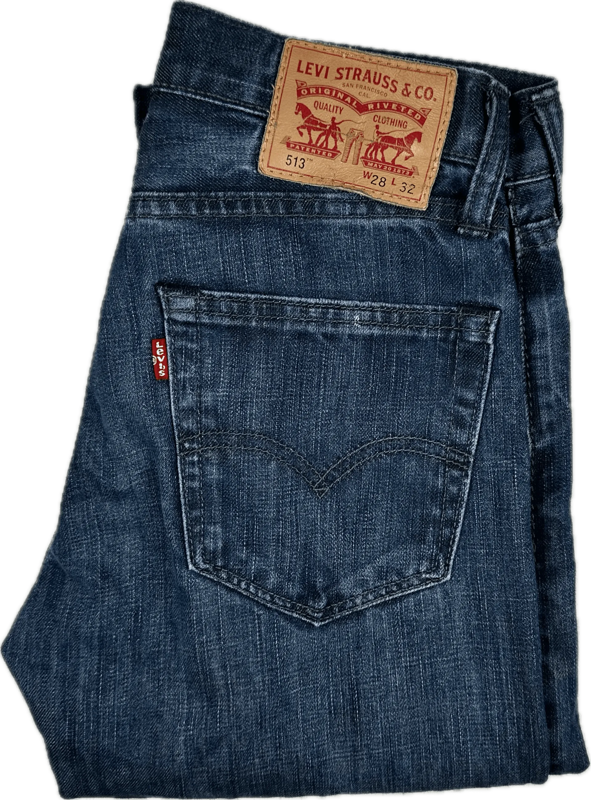 Levis Dark Wash 513 Mens Stretch Jeans - Size 28/32