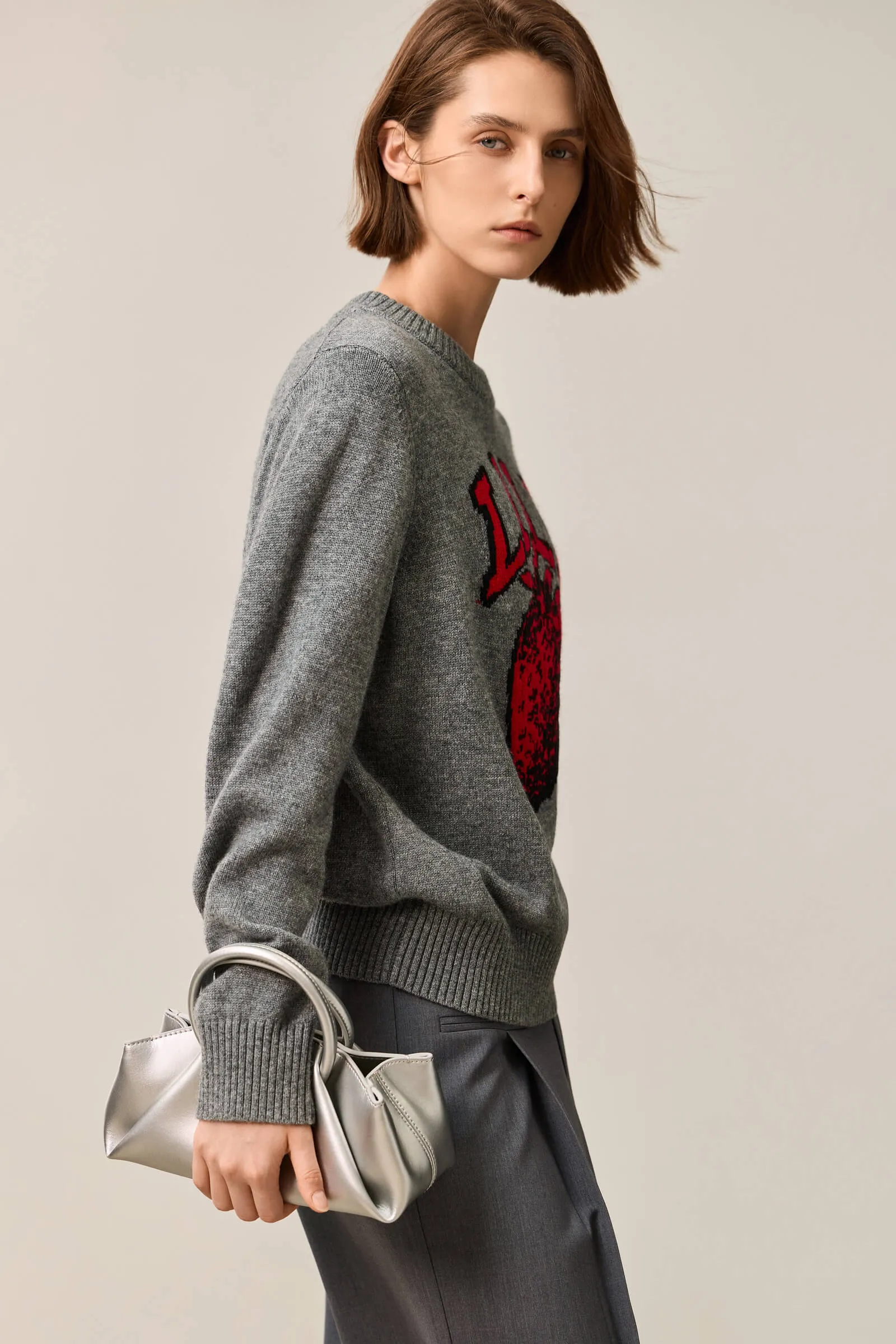 LILY Color-Block Strawberry Embroidered Sweater
