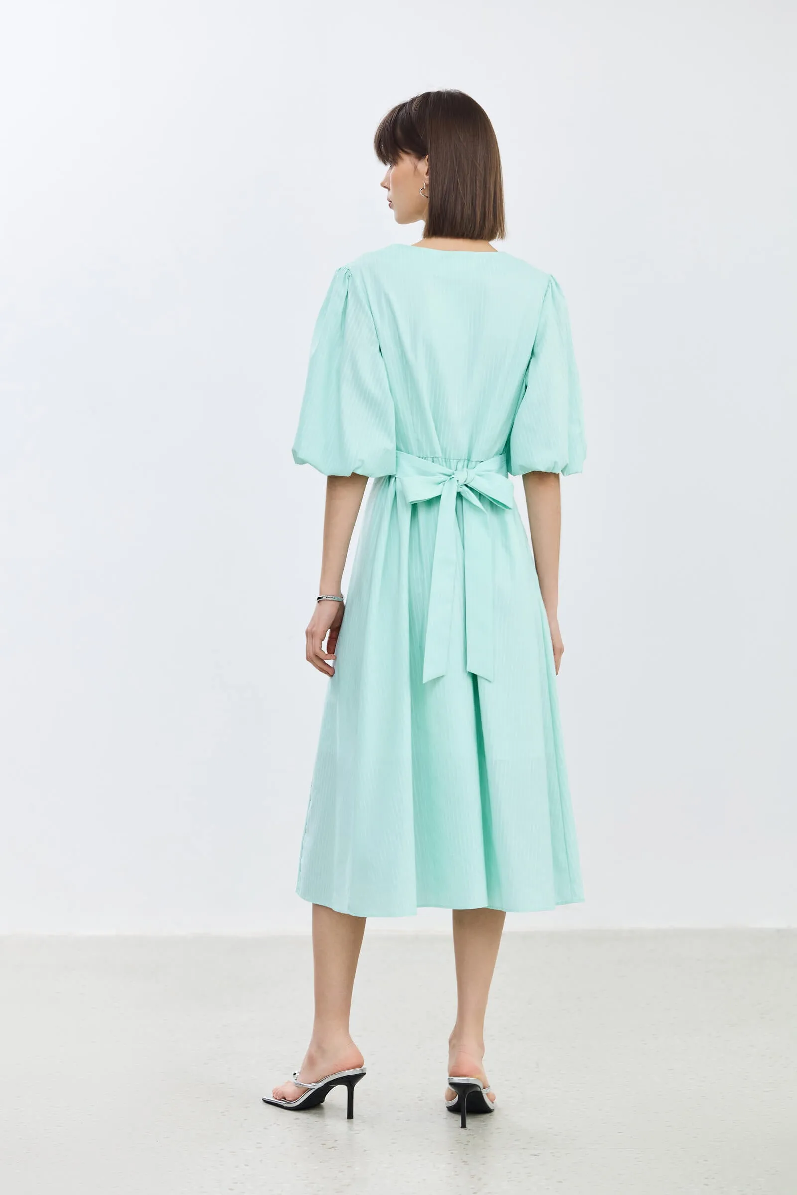 LILY Puff Sleeve Cinched Waist Dress