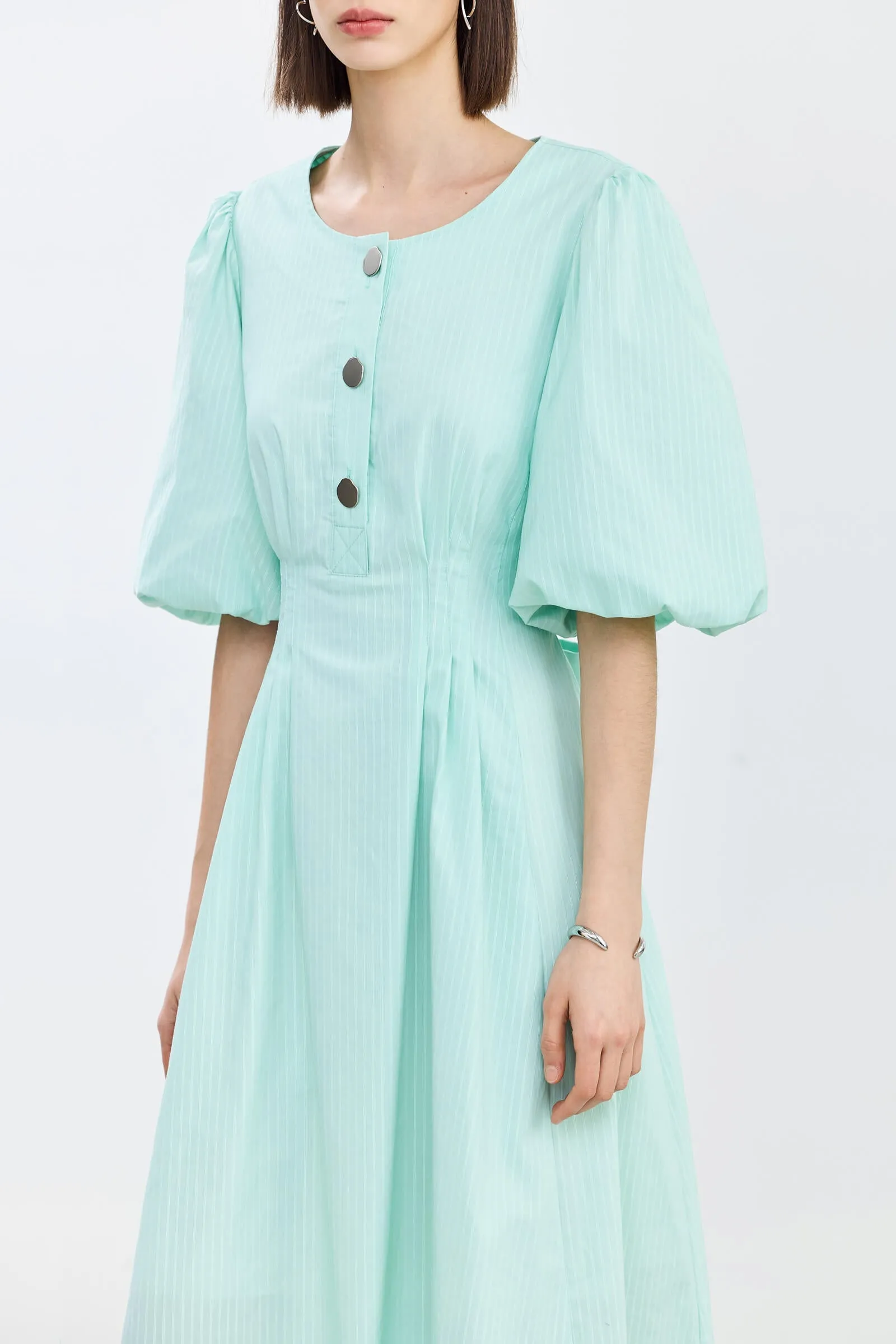 LILY Puff Sleeve Cinched Waist Dress