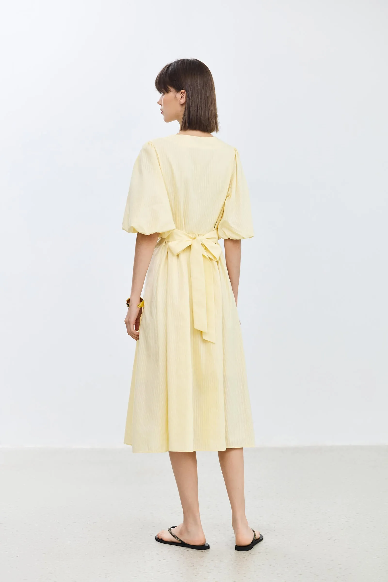 LILY Puff Sleeve Cinched Waist Dress