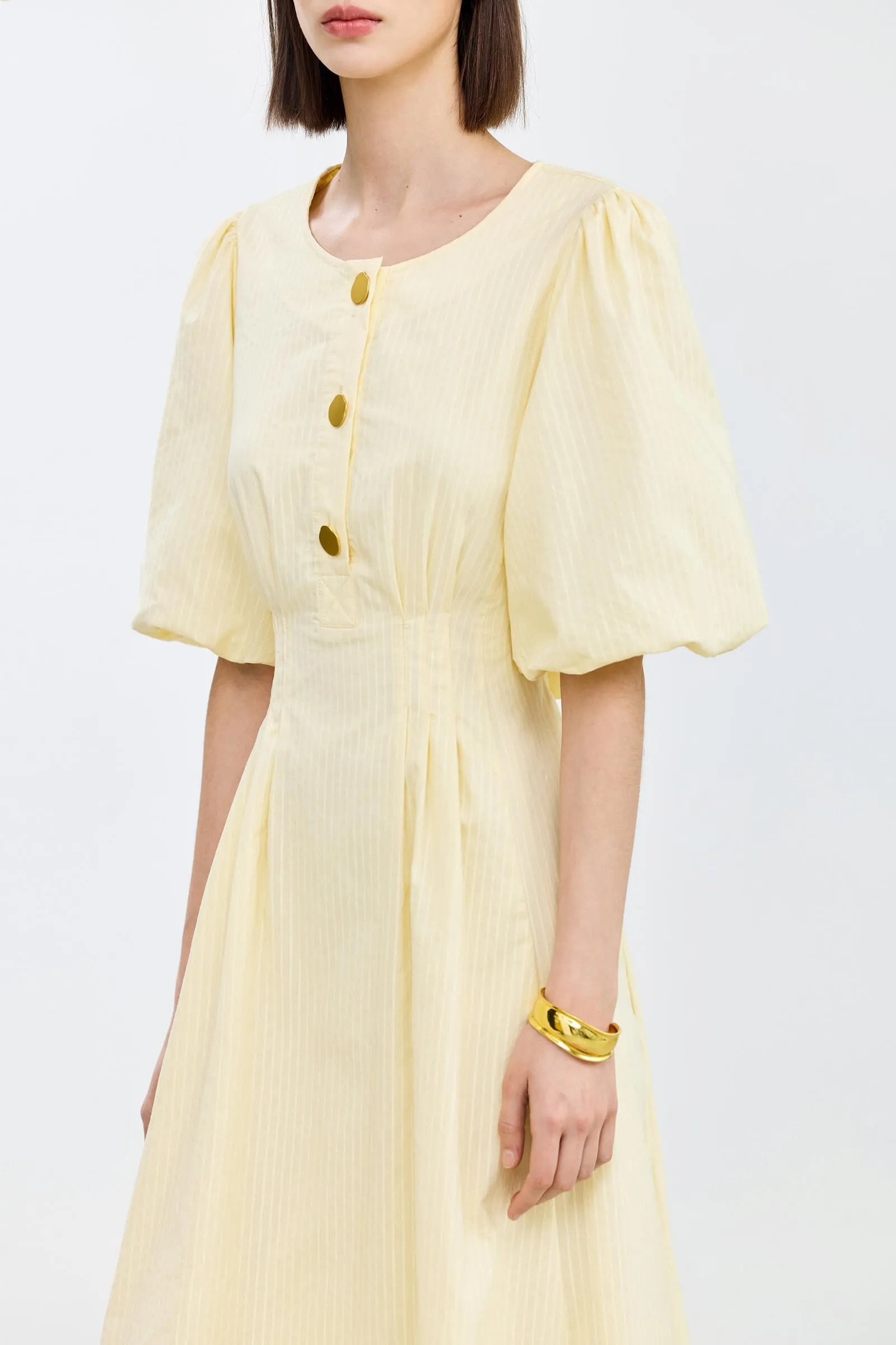 LILY Puff Sleeve Cinched Waist Dress