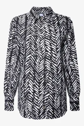 Longer Length Abstract Shirt Black & White Longer Length Abstract Shirt Black & White