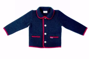Marae Boys / Girls Luxury Classic Jacket Coat - Navy Blue with Red Trim & Coin Buttons