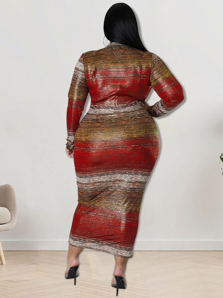 Mock Neck Bodycon Plus Size Maxi Dresses