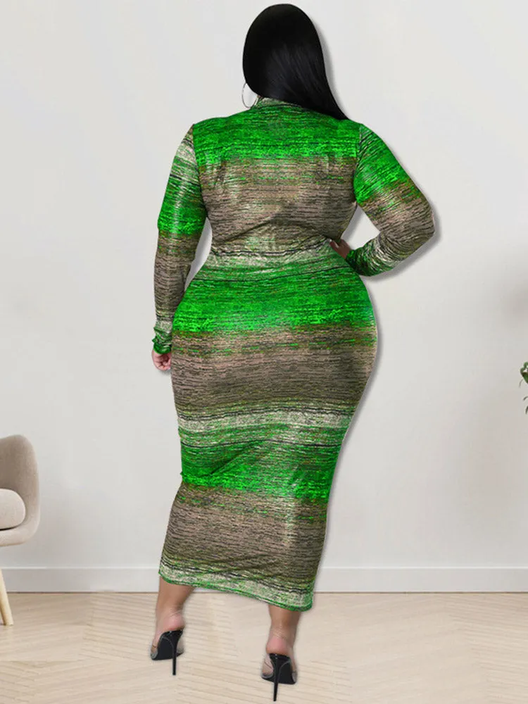 Mock Neck Bodycon Plus Size Maxi Dresses