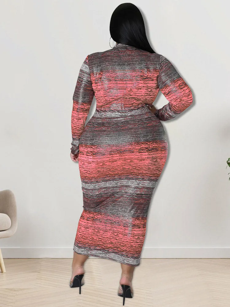 Mock Neck Bodycon Plus Size Maxi Dresses