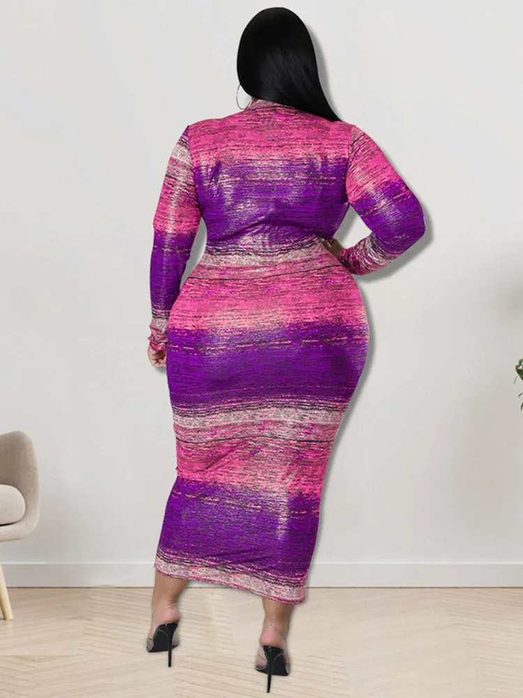 Mock Neck Bodycon Plus Size Maxi Dresses