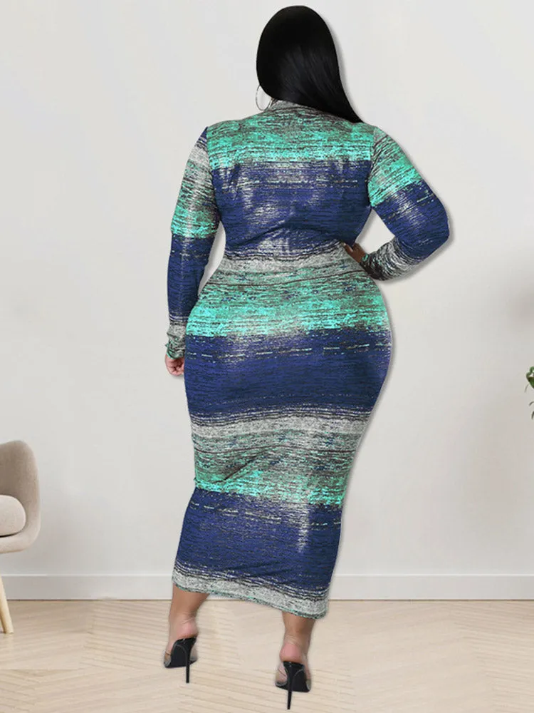 Mock Neck Bodycon Plus Size Maxi Dresses