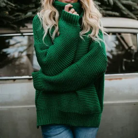 OLOEY 2021 Women Pullover Turtle Neck Winter Clothes Warm Knitted Oversized Sweaters Top