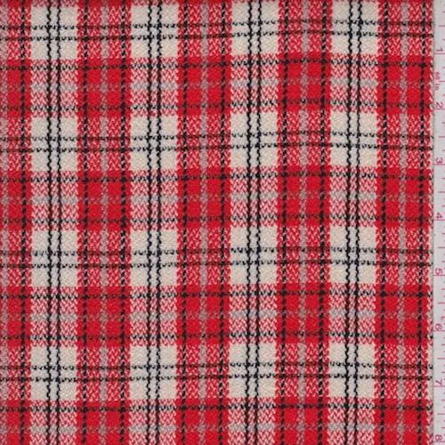 Orange/Black/Multi Textured Plaid Jacketing Fabric