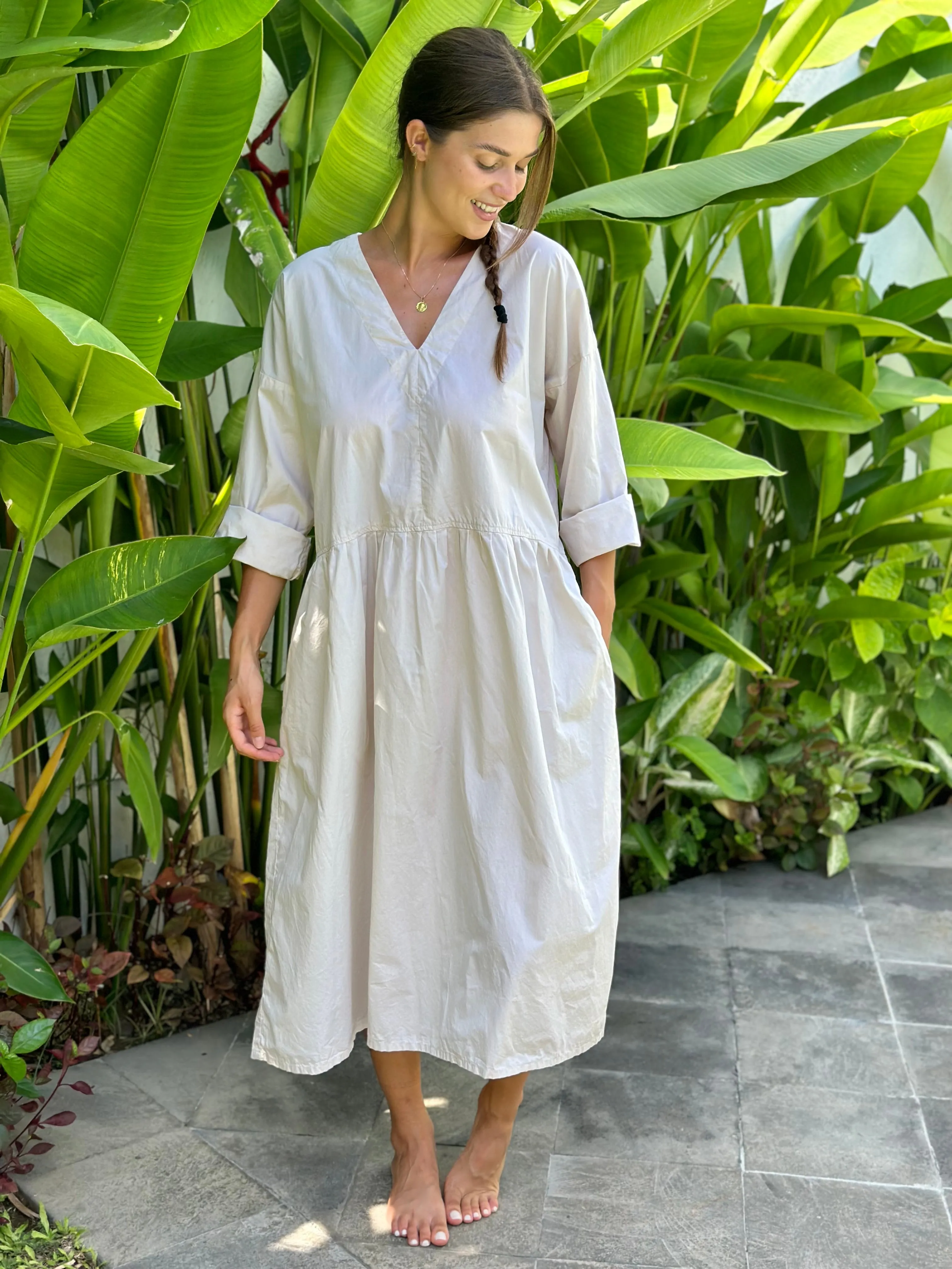 paige dress - almond cotton