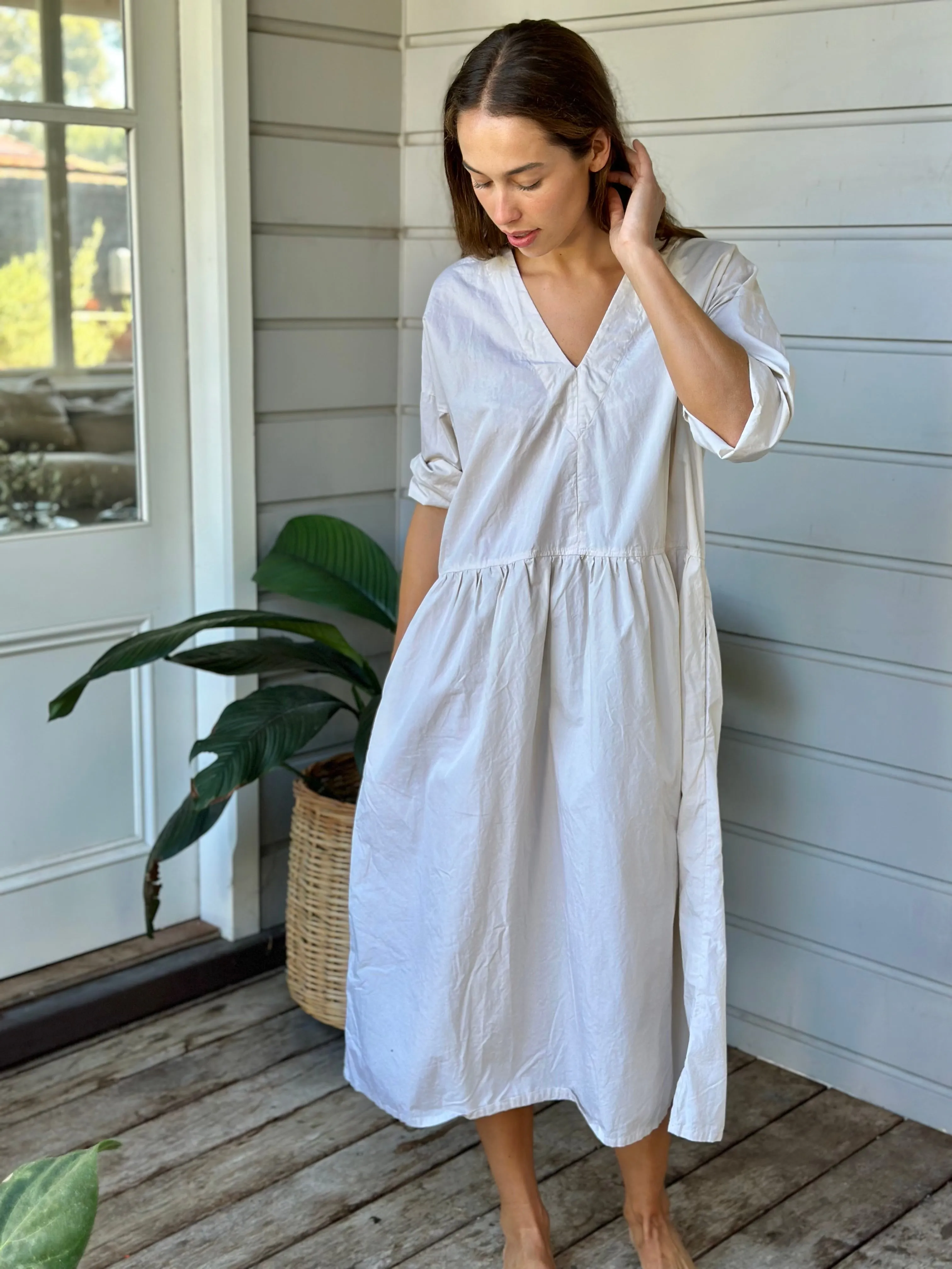 paige dress - almond cotton