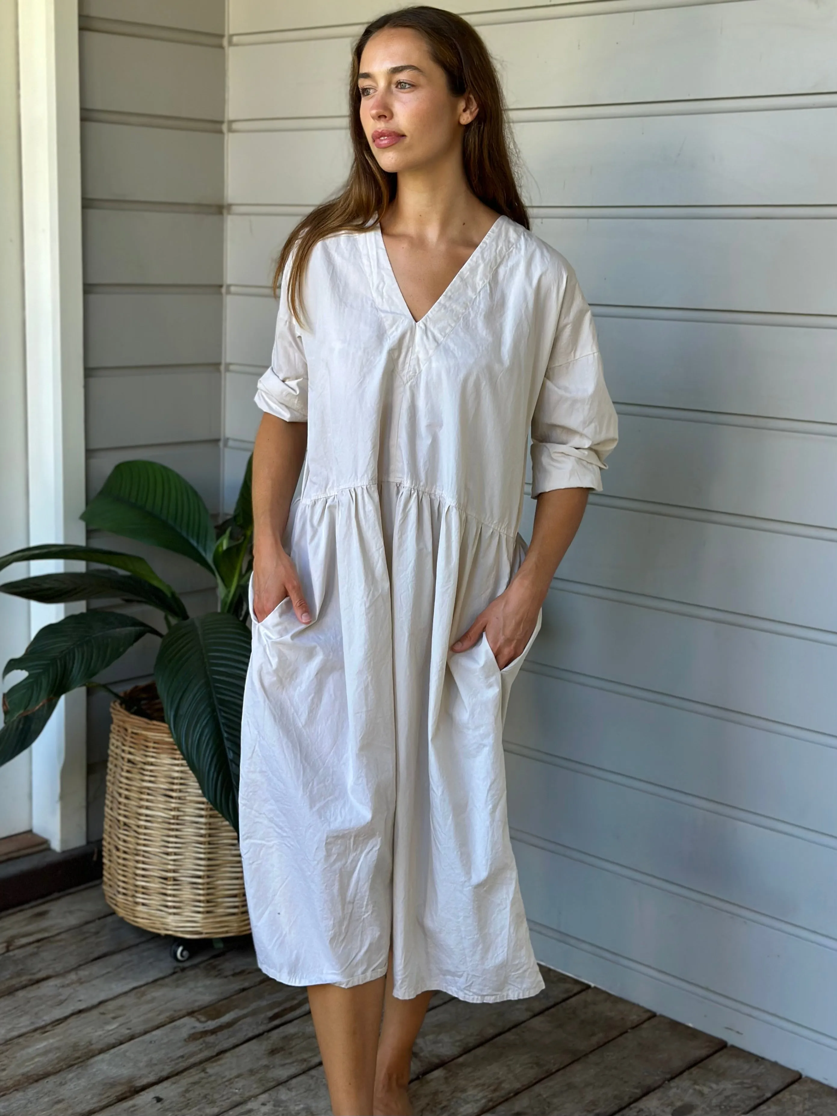 paige dress - almond cotton