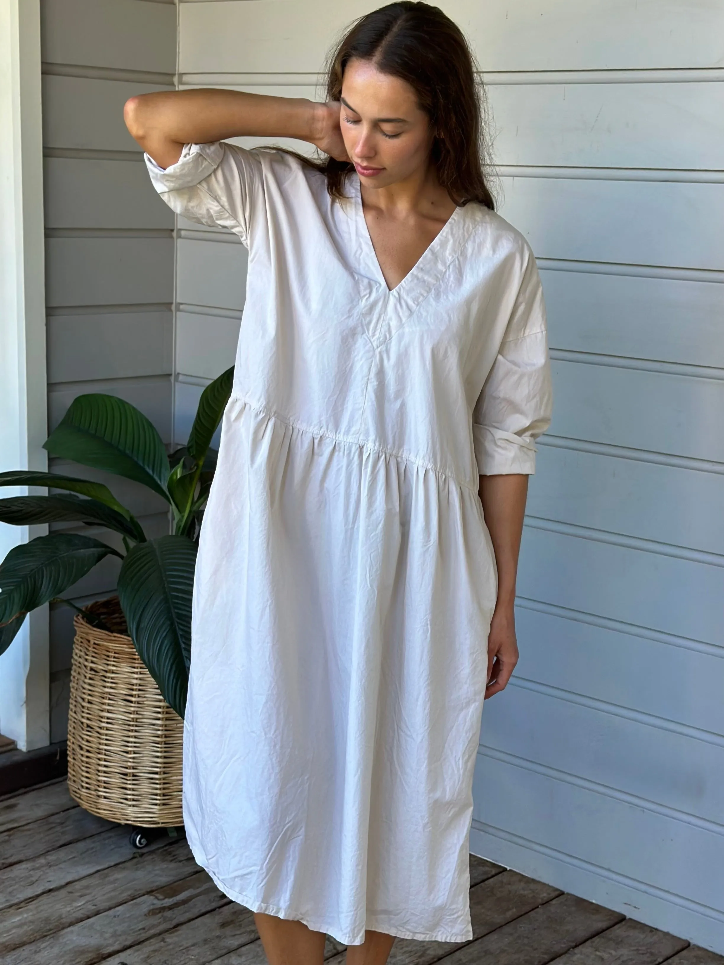 paige dress - almond cotton